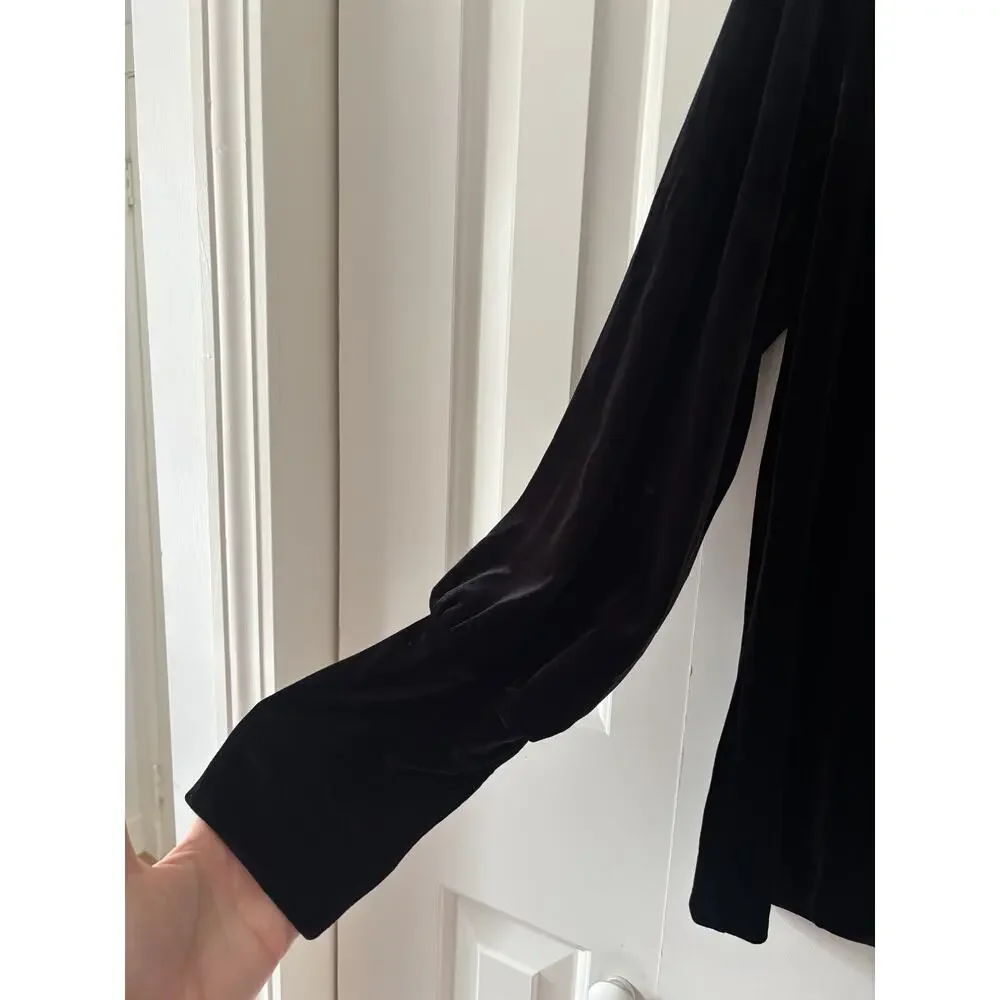 Lauren Ralph Lauren Black Velvet Long Sleeve Shirt XL - Picture 4 of 10